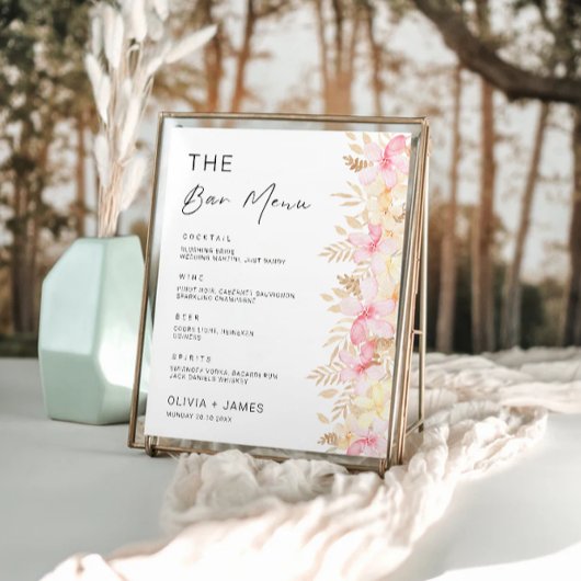 Roos Wedding Bar Menu Sign Sjabloon Poster