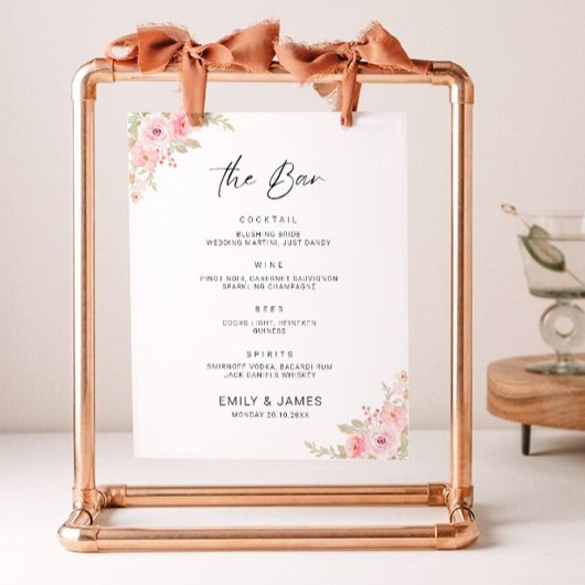 Roos Wedding Bar Menu Sign Sjabloon Poster