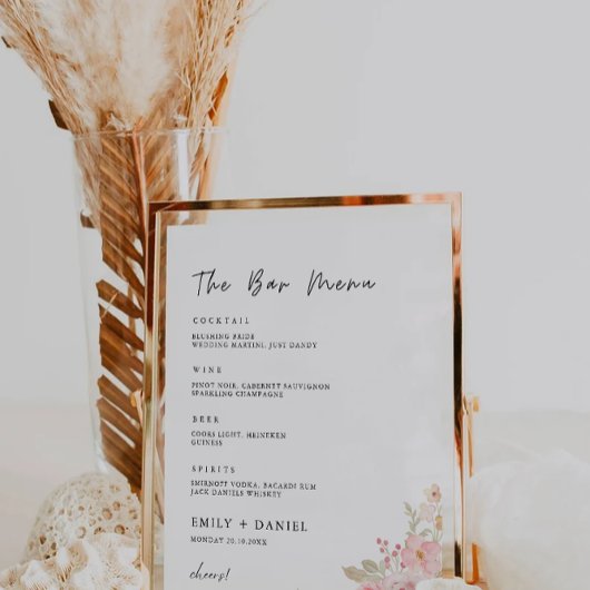 Roos Wedding Bar Menu Sign Sjabloon Poster