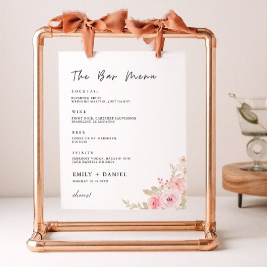 Roos Wedding Bar Menu Sign Sjabloon Poster