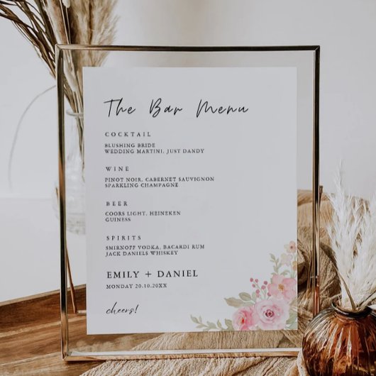 Roos Wedding Bar Menu Sign Sjabloon Poster