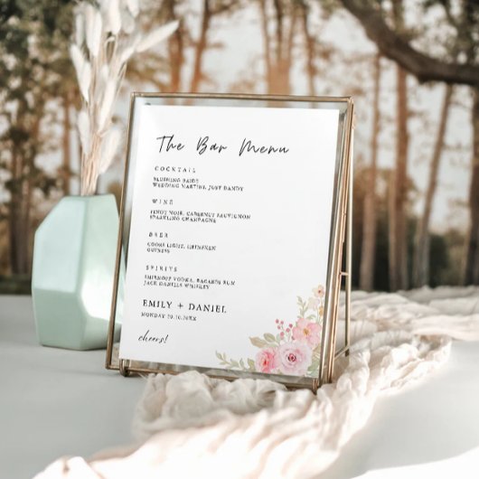 Roos Wedding Bar Menu Sign Sjabloon Poster