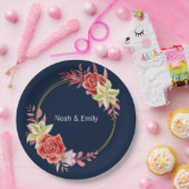 Roos Wedding Classic Round Sticker Papieren Bordje (Feest)