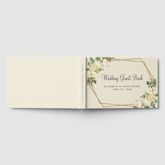 Roos Wedding Gold Lijst Waterverf Chic Floral Gastenboek (Volledig)
