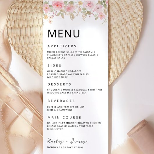 Roos Wedding Menu Kaarten Sjabloon
