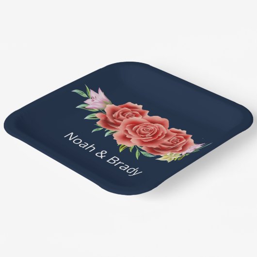 Roos Wedding Papieren Bordje (Gebogen)