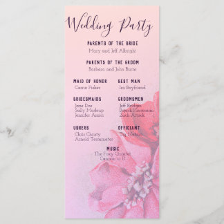 Roos Wedding Programme Programmakaart