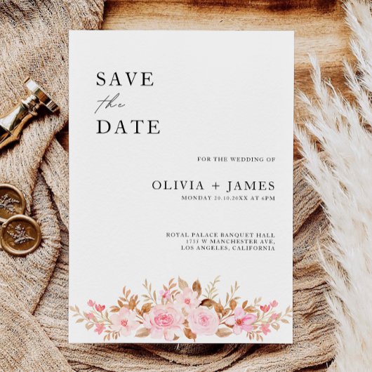 Roos Wedding Save the Date Invitation Kaart