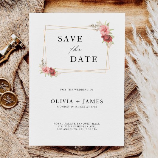 Roos Wedding Save the Date Invitation Kaart