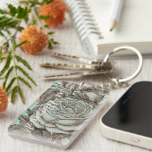 Roos Wedding Sleutelhanger. Blauw- en steenkleuren Sleutelhanger (Voorkant Rechts)