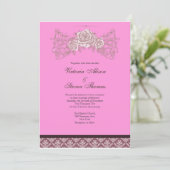 Roos Wedding-uitnodiging Kaart (Staand voorkant)