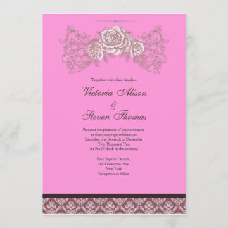 Roos Wedding-uitnodiging Kaart