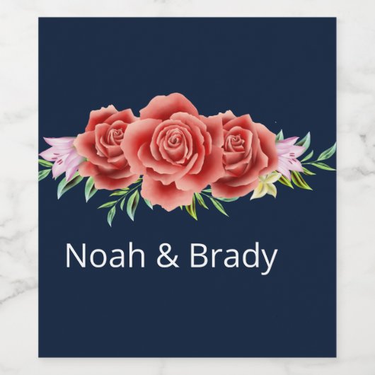 Roos Wedding Wijn Etiket (Enkel label)