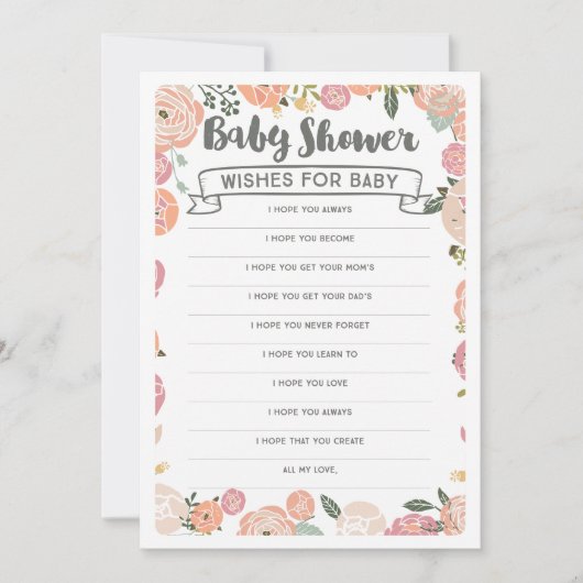  Roos wensen voor Baby - Baby shower spel Kaart (Voorkant)