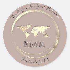 Roos Wereldkaart kopen — Wereldbol reizen Ronde Sticker