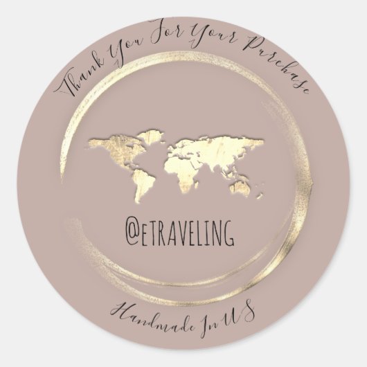 Roos Wereldkaart kopen — Wereldbol reizen Ronde Sticker (Voorkant)