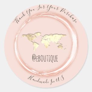 Roos Wereldkaart reizen - QR-code Logo aanschaffen Ronde Sticker