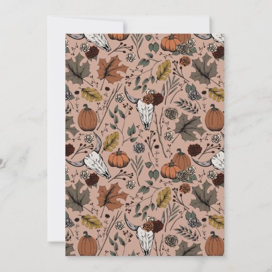 Roos Westerne Thanksgiving Koe Schedel Herfst Oogs Kaart (Achterkant)