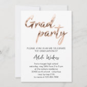 Roos White Graduation Party Invitation Kaart (Voorkant)