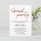Roos White Graduation Party Invitation Kaart (Staand voorkant)