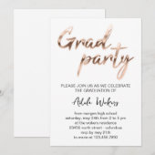 Roos White Graduation Party Invitation Kaart (Voorkant / Achterkant)