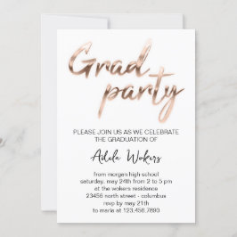 Roos White Graduation Party Invitation Kaart
