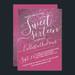 Roos Wijn Roze faux Sparkly Glitter Ombre Sweet 16 Kaart<br><div class="desc">Deze elegante, girly en chique zoete zestien verjaardagsfeestje uitnodiging is perfect voor de trendy en stijlvolle jonge tienermeisje. Het toont een faux gedrukt roos wijnroze sprankelende glitter en kleur ombre gradient met een aangepaste cursieve script typografie setup. Het is een glamoureuze, vrouwelijke, eenvoudige en unieke toets op een populaire trend...</div>