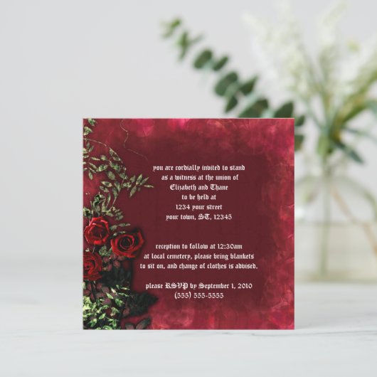 Roos Wijn Wedding Gothic Uitnodiging (Staand voorkant)