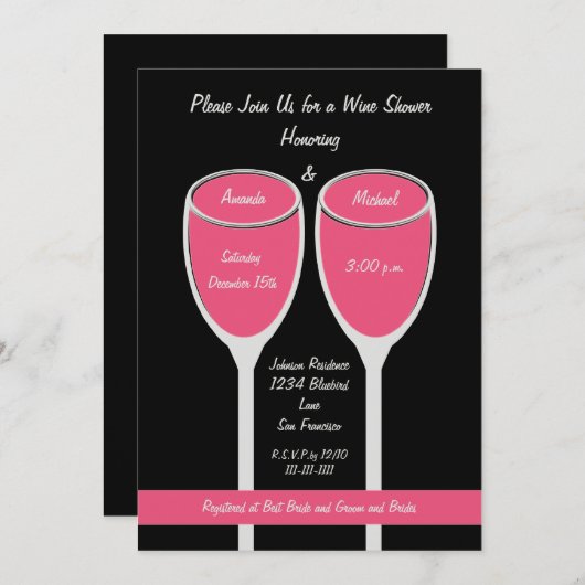 Roos Wijndouche of bruidsdoucheuitnodiging Kaart (Voorkant / Achterkant)