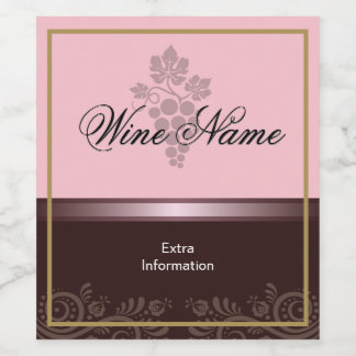Roos wijnetiket met druiven wijn etiket