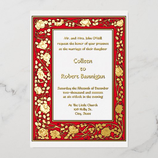  Roos wijngrens 1906 Folie Uitnodiging (Voorkant)