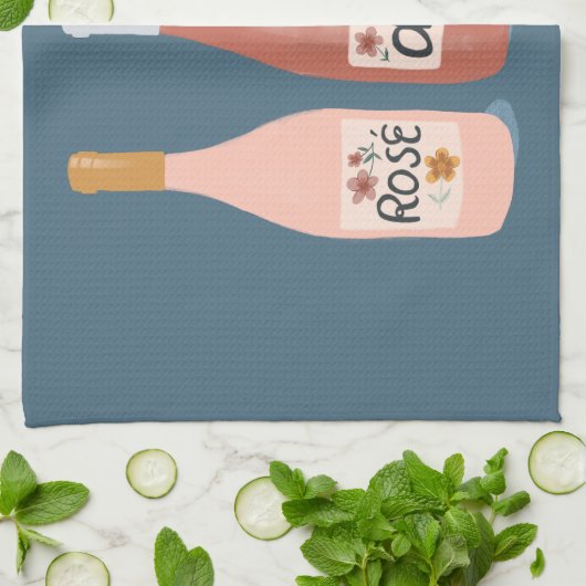 Roos wijnliefhebbers van de hele dag theedoek (Gevouwen)