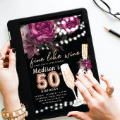 Roos Wijnluxe 50e Verjaardagsuitnodiging Kaart