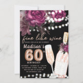 Roos Wijnluxe 60e Verjaardagsuitnodiging Kaart (Voorkant)