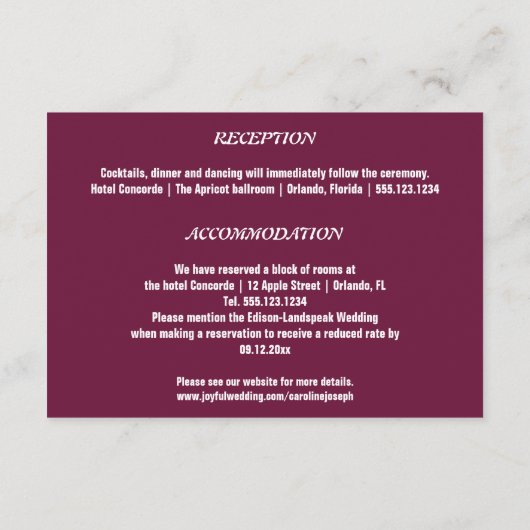 Roos Wijnsterfles & Glitter Glazen Bruiloft Informatiekaartje (Achterkant)