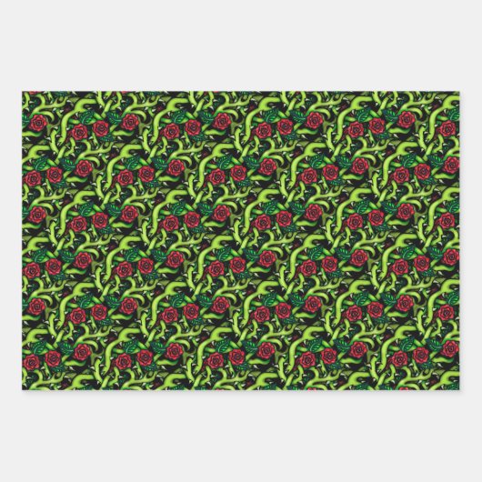 Roos wijnstokken kerst inpakpapier vel (Voorkant 3)