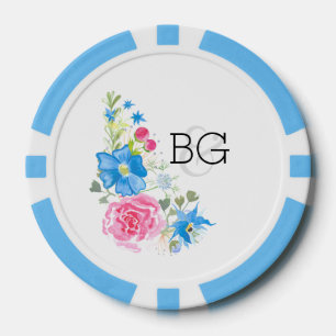 Roos wildbloem waterverf personaliseren pokerchips