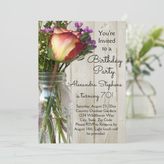 Roos Wildbloemen Bloemen Bloemen Vrouwen Verjaarda Kaart (Staand voorkant)