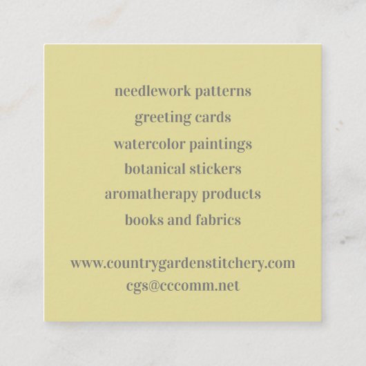 Roos Wilde bloem Brede Waterverf Botanisch Vierkante Visitekaartje (Achterkant)