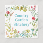 Roos Wilde bloem Brede Waterverf Botanisch Vierkante Visitekaartje (Voorkant)