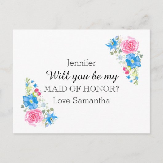 Roos wilde bloem waterverf | personaliseren uitnodiging briefkaart (Voorkant)