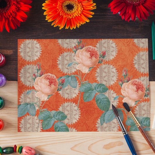 Roos Winding Pattern Oranje Sunburst Tissuepapier