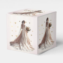 Roos Winter Bruid Golden Shiny Heart Party Bedankdoosjes