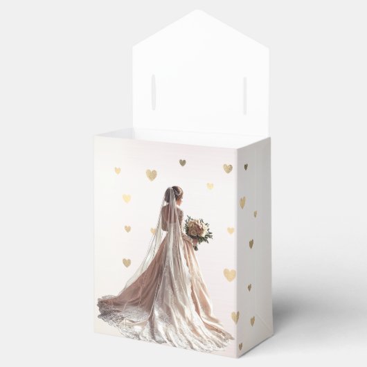 Roos Winter Bruid Golden Shiny Heart Party Bedankdoosjes (Geopend)