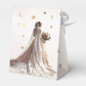 Roos Winter Bruid Golden Shiny Heart Party Bedankdoosjes (Achterkant)