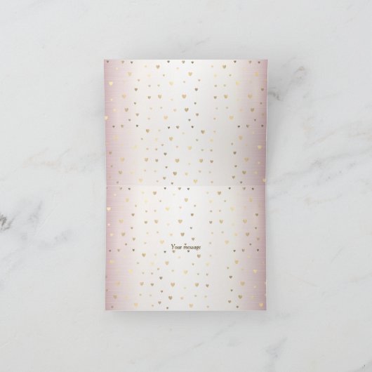 Roos Winter Bruid Golden Shiny Heart Party Bedankkaart (Binnen)