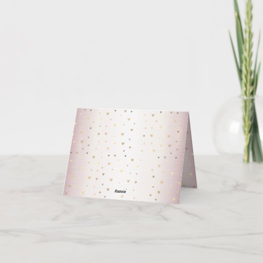 Roos Winter Bruid Golden Shiny Heart Party Bedankkaart (Achterkant)