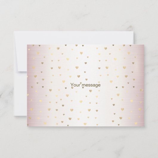 Roos Winter Bruid Golden Shiny Heart Party Bedankkaart (Achterkant)