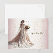 Roos Winter Bruid Golden Shiny Heart Party Briefkaart (Voorkant / Achterkant)