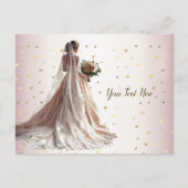 Roos Winter Bruid Golden Shiny Heart Party Briefkaart (Voorkant)